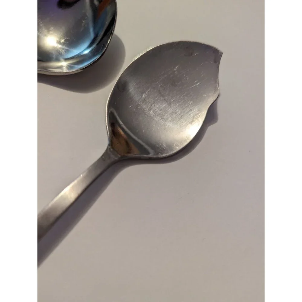 VTG CARLYLE Hong Kong stainless cameo pattern lot 2 soup‎ & jelly spoon replace
